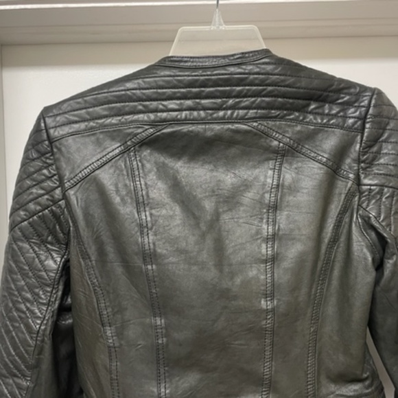 KAREN MILLEN Black Leather Moto Biker Jacket - Picture 10 of 11